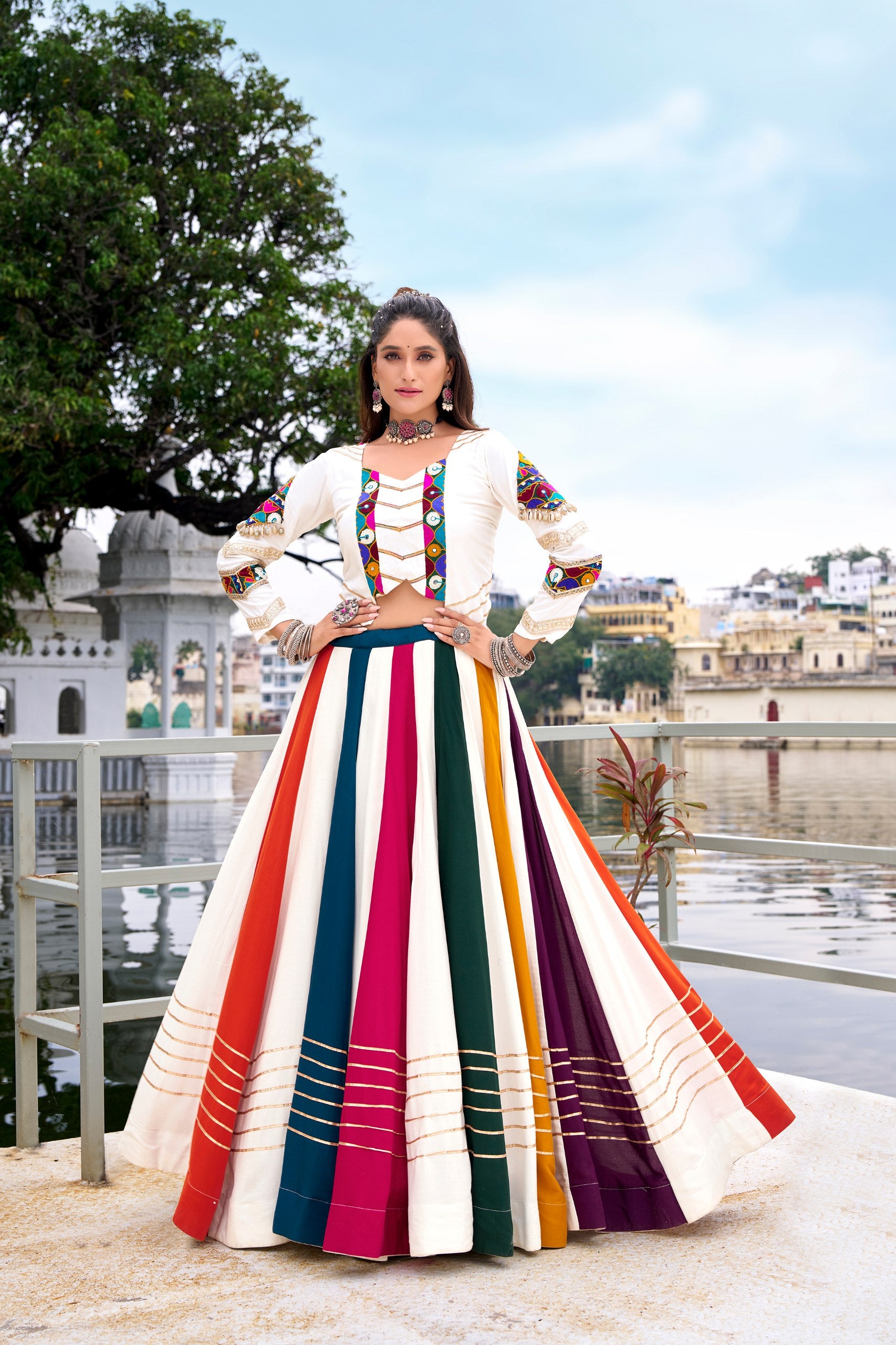 MULTI COLOUR LEHENGA WITH DESIGNER BLOUSE
