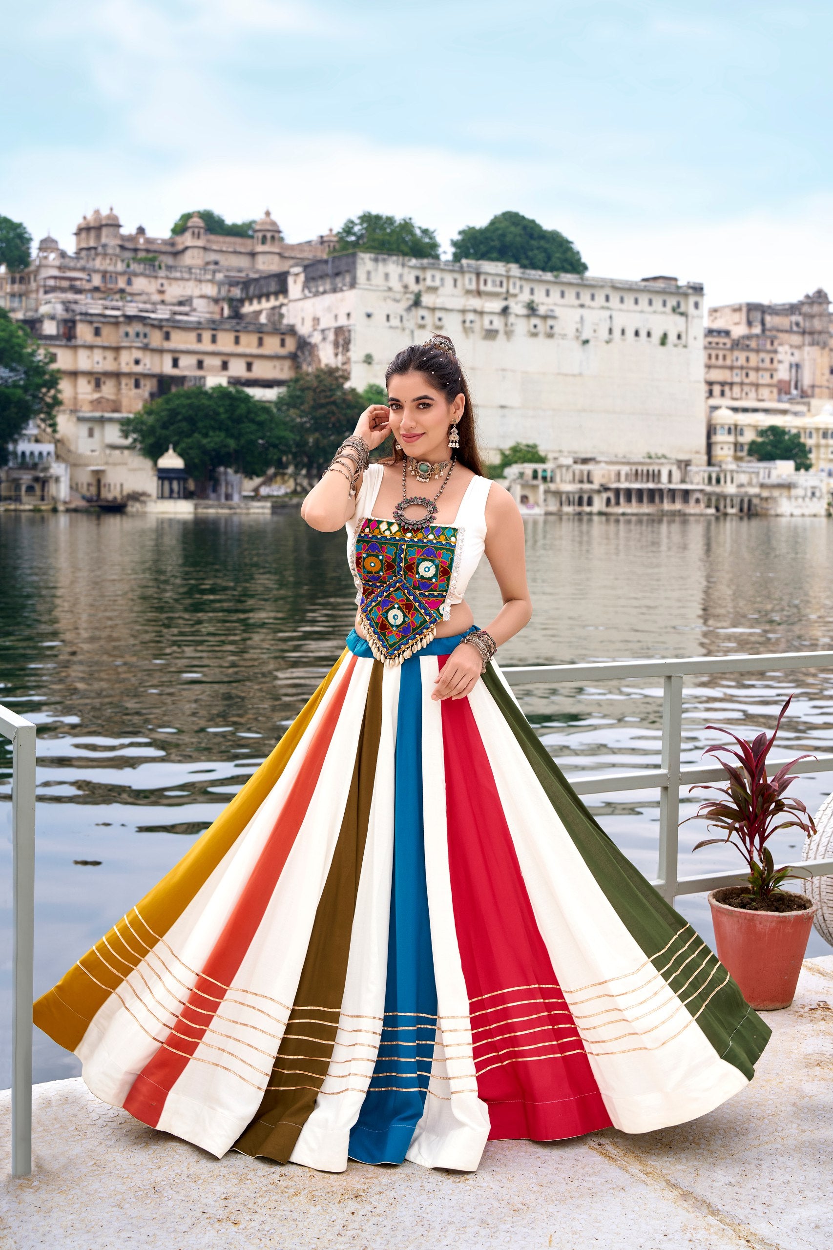 MULTI COLOUR LEHENGA WITH DESIGNER BLOUSE