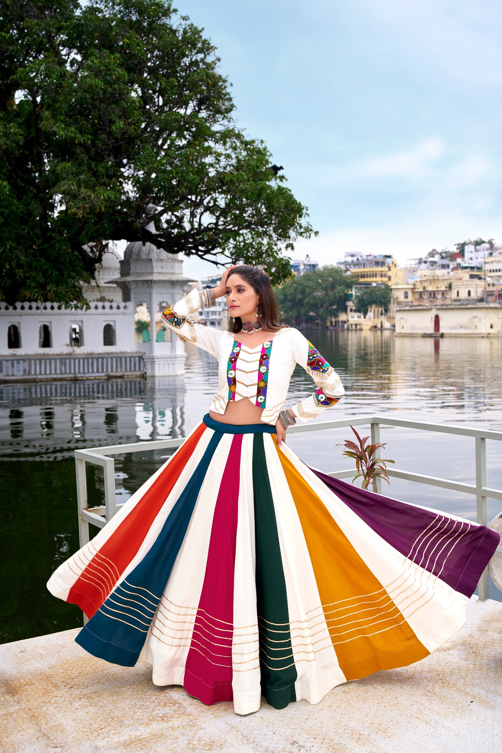MULTI COLOUR LEHENGA WITH DESIGNER BLOUSE