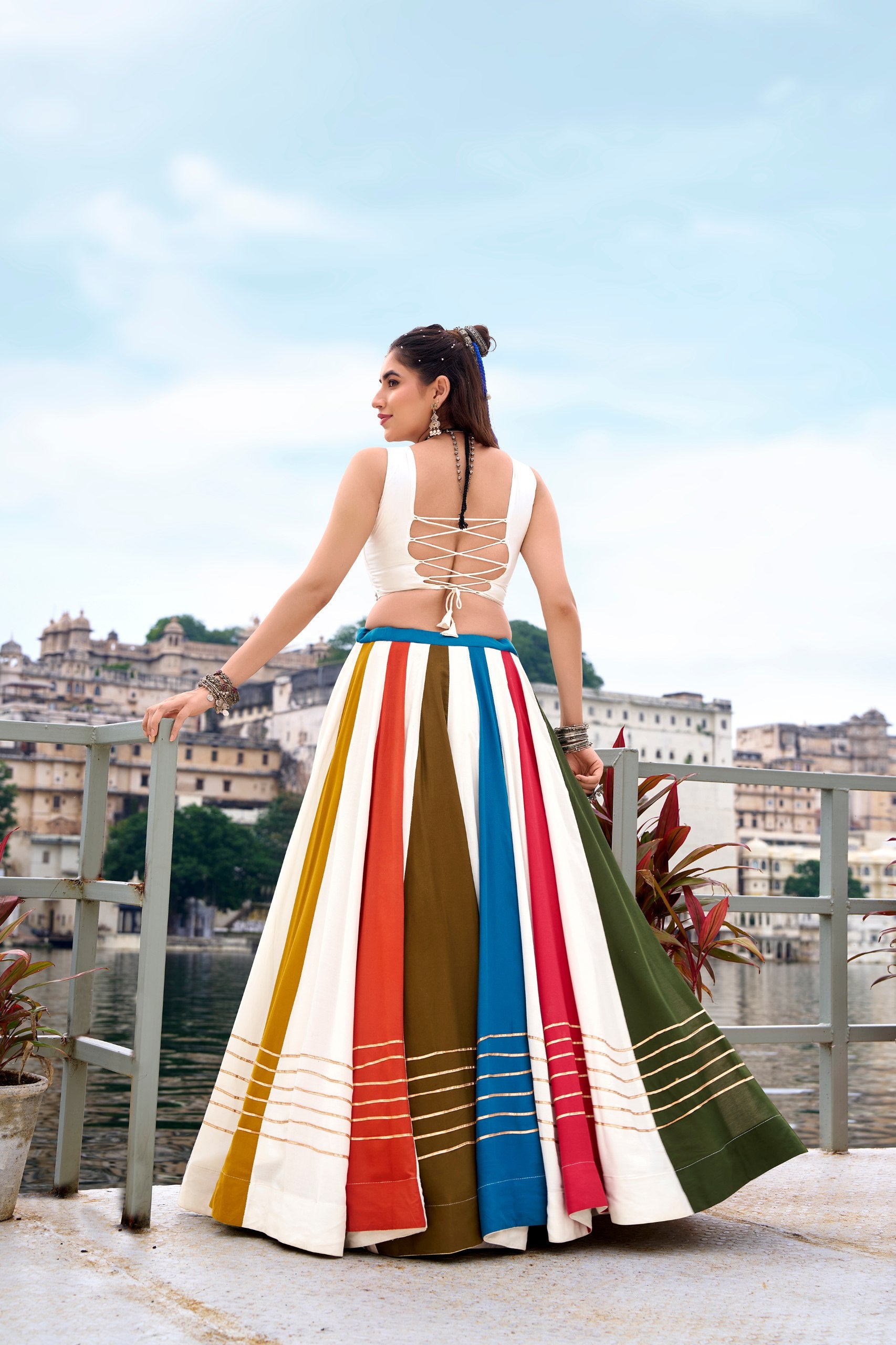 MULTI COLOUR LEHENGA WITH DESIGNER BLOUSE