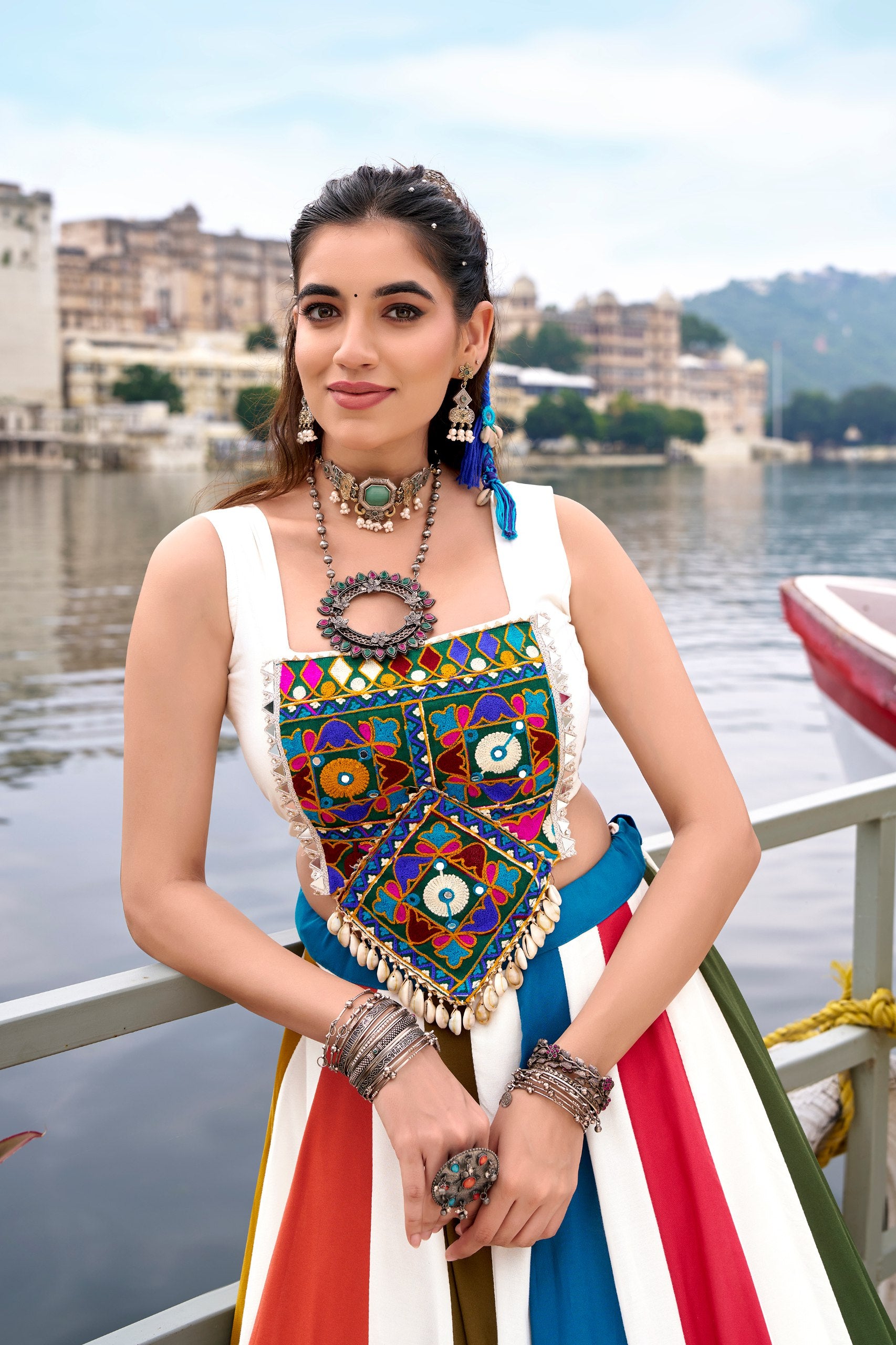 MULTI COLOUR LEHENGA WITH DESIGNER BLOUSE