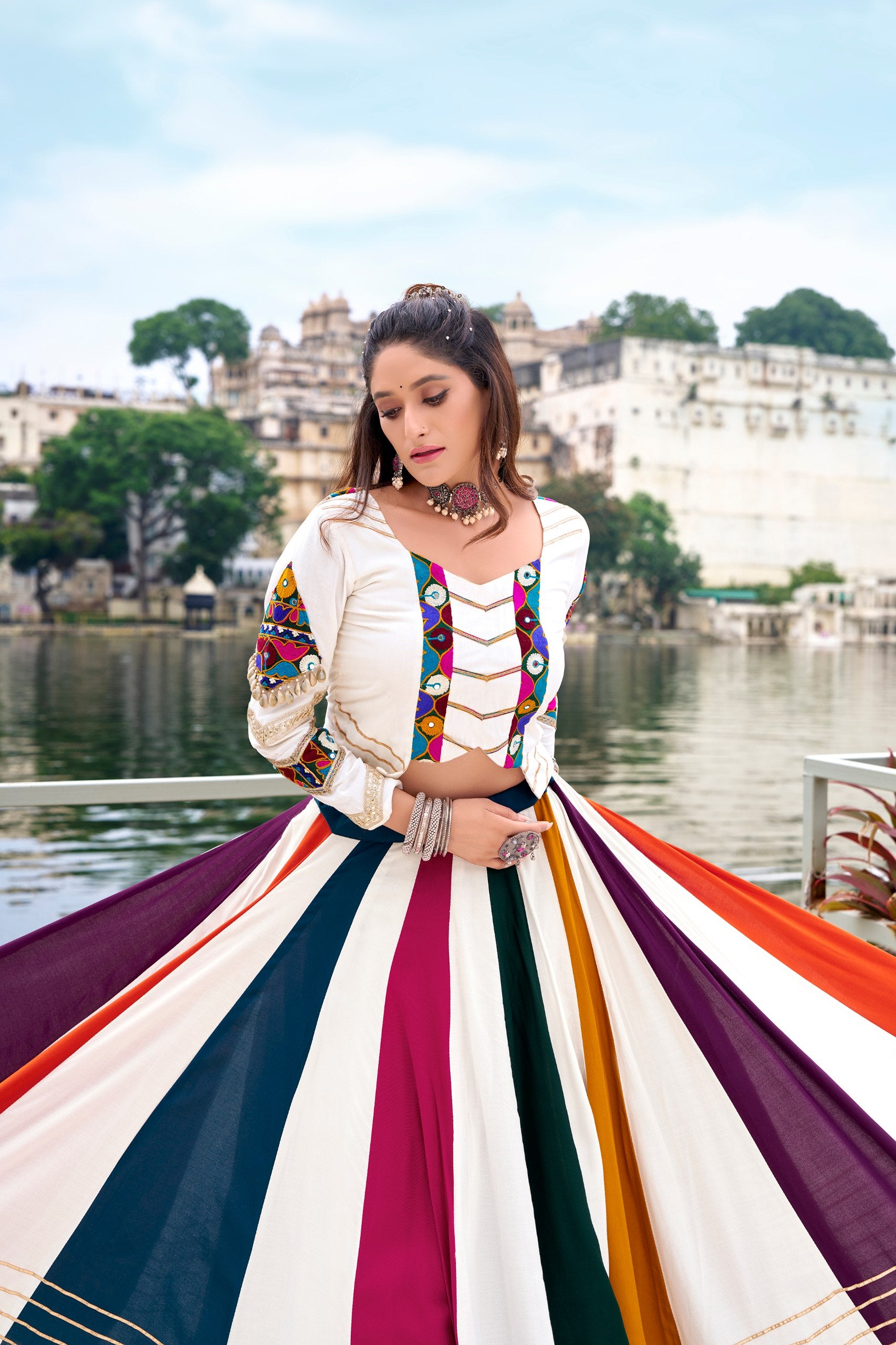 MULTI COLOUR LEHENGA WITH DESIGNER BLOUSE