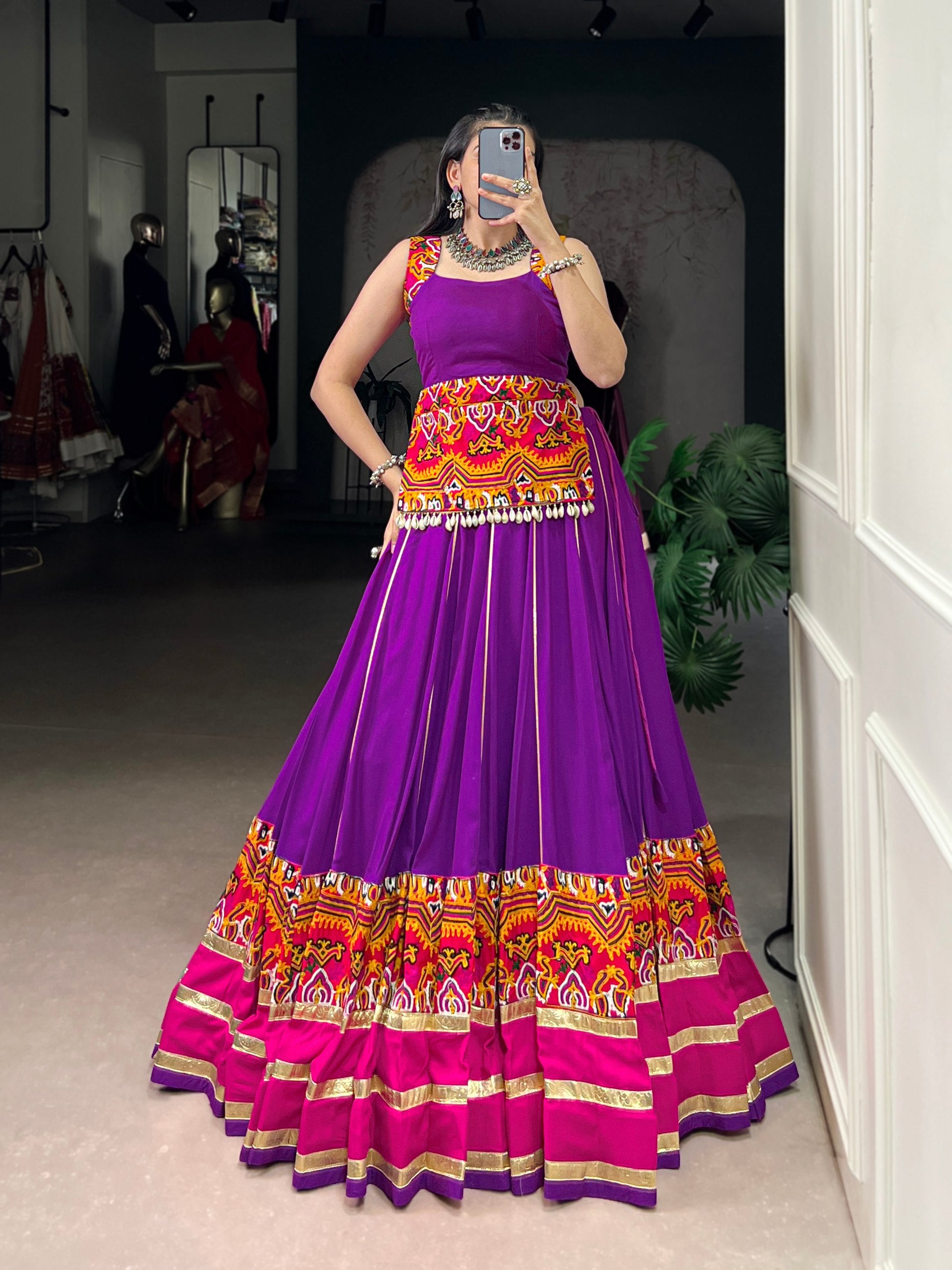 ROYAL PURPLE EMBROIDERY NAVRATRI LEHENGA