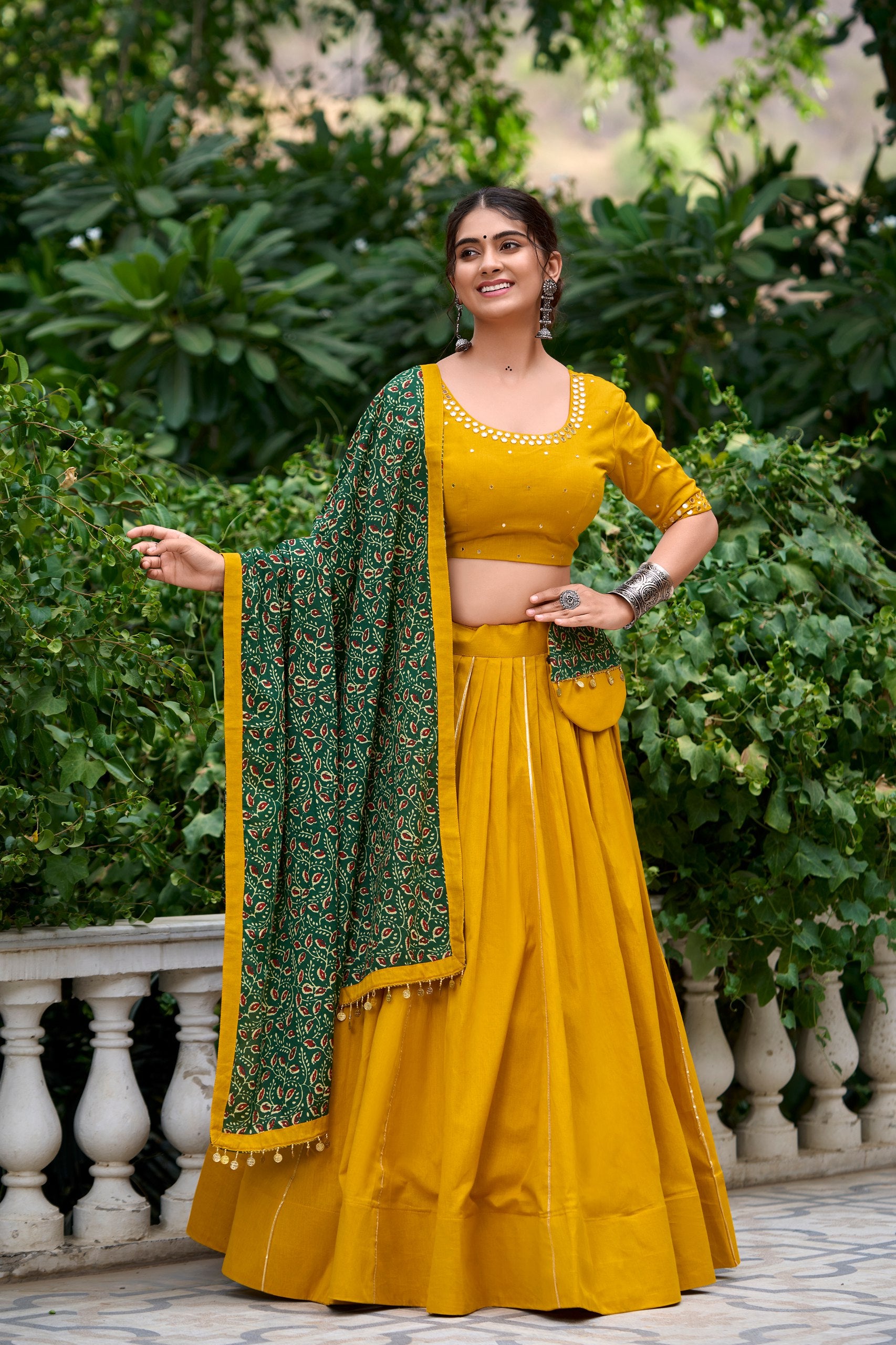 DEEP MUSTARD YELLOW NAVRATRI LEHENGA