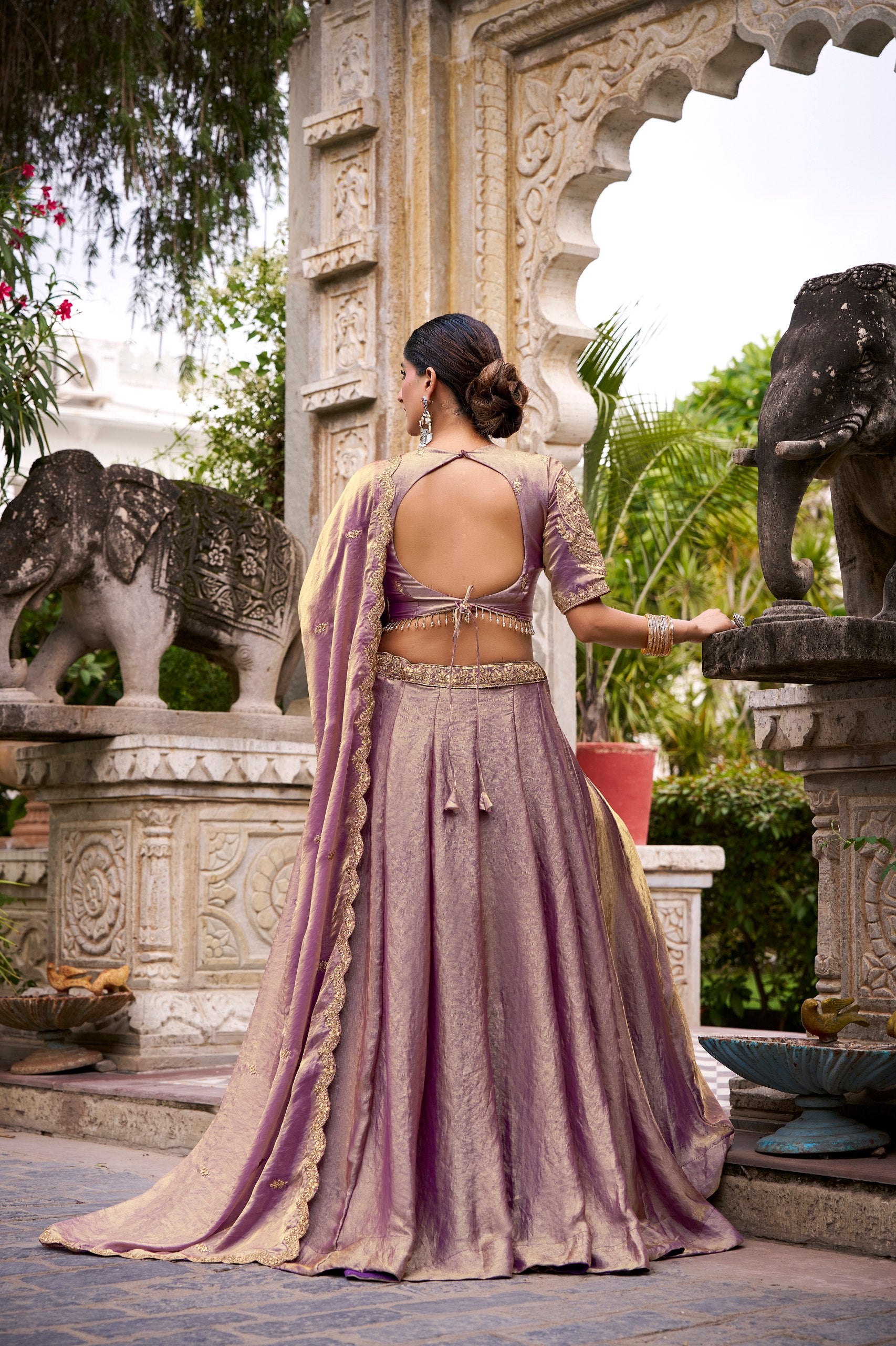 PASTEL PURPLE LEHENGA CHOLI WITH GOLD LACE