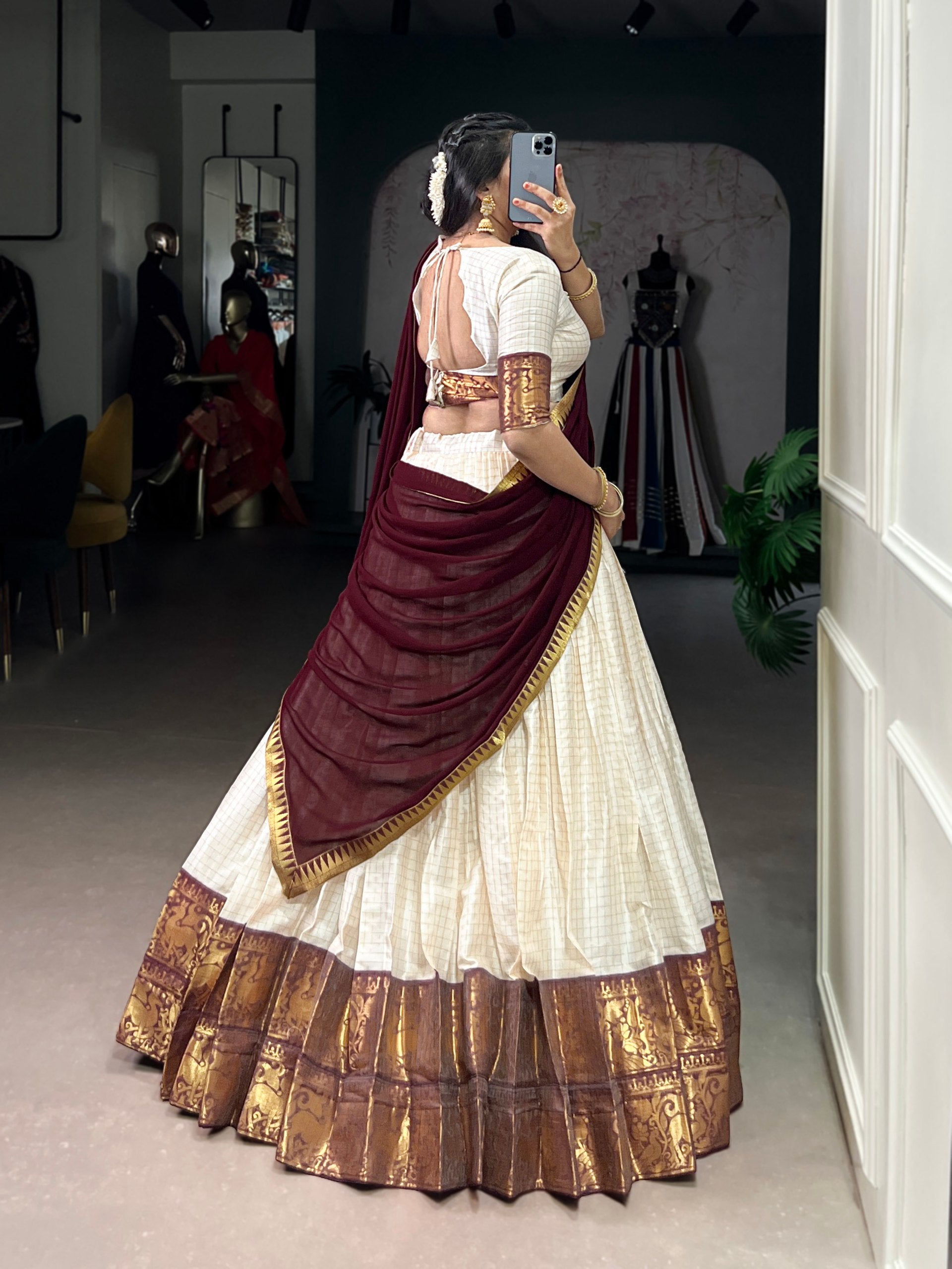 KALYANI COTTON LEHENGA CHOLI PAIRED WITH FLOWING GEORGETTE DUPATTA